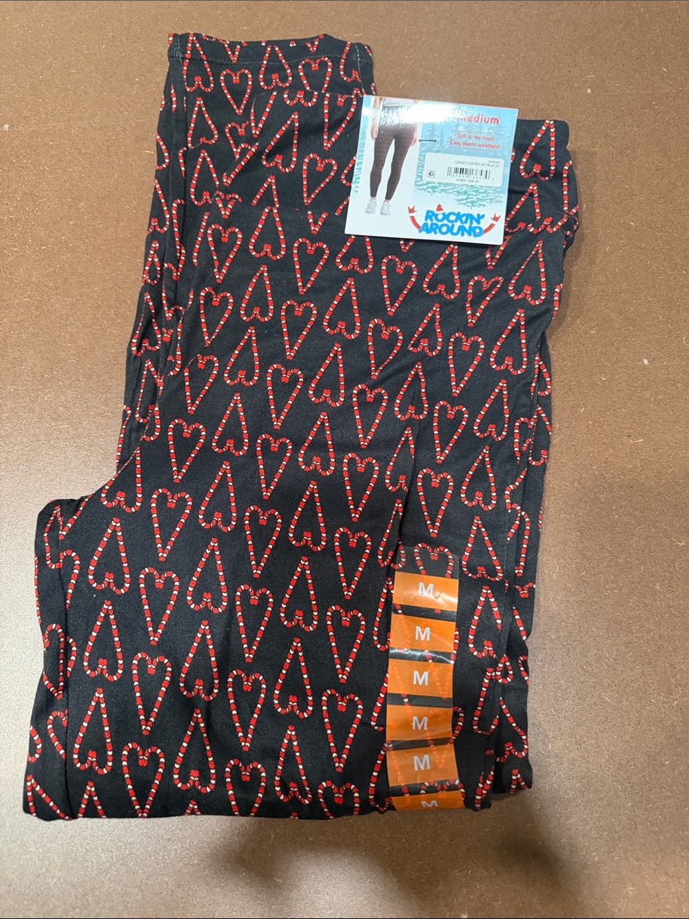 Black & Red Heart Print Kids Leggings - Medium
